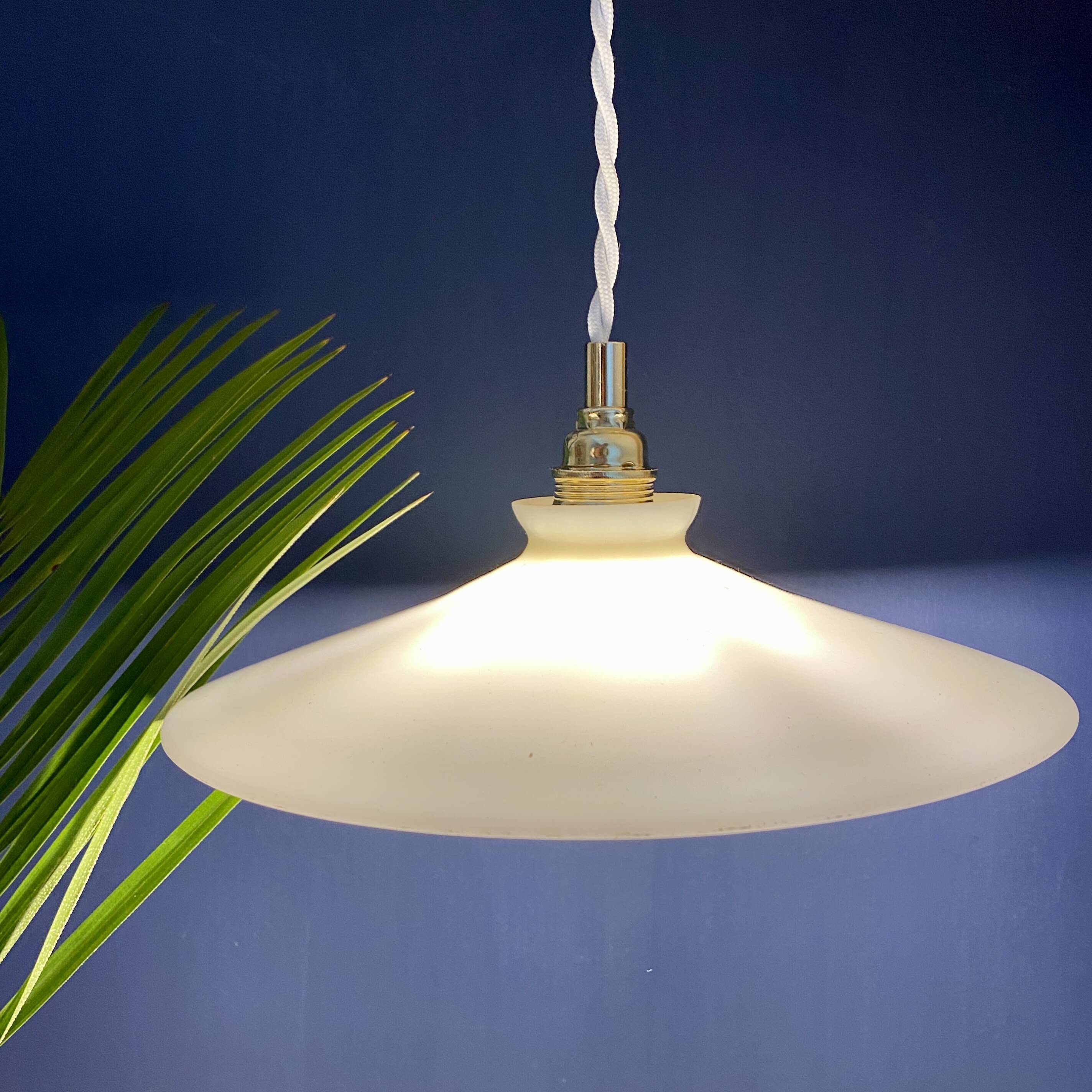 Vintage white opaline pendant light