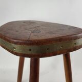 Brutalist wooden stool