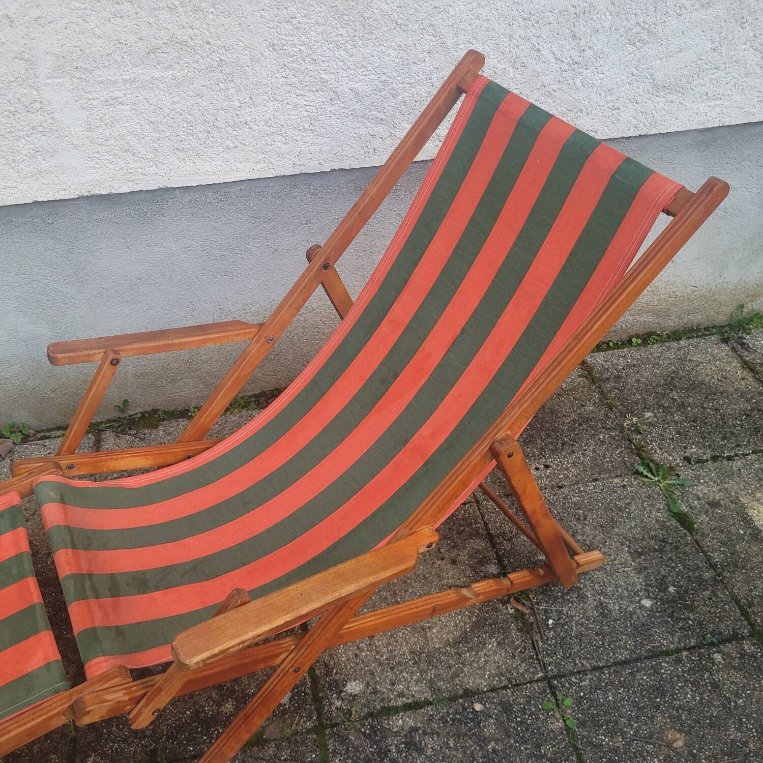 Vintage Deck Chair with Footrest – Transatlantic Stripes