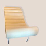 Scandinavian meridian 1980s with metal structure in imitation white leather