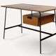 Bureau CM178 Pierre Paulin pour Thonet en chêne et métal noir – Années 1950