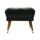 Vintage Black Pouf Conical Legs Chesterfield Style Skai