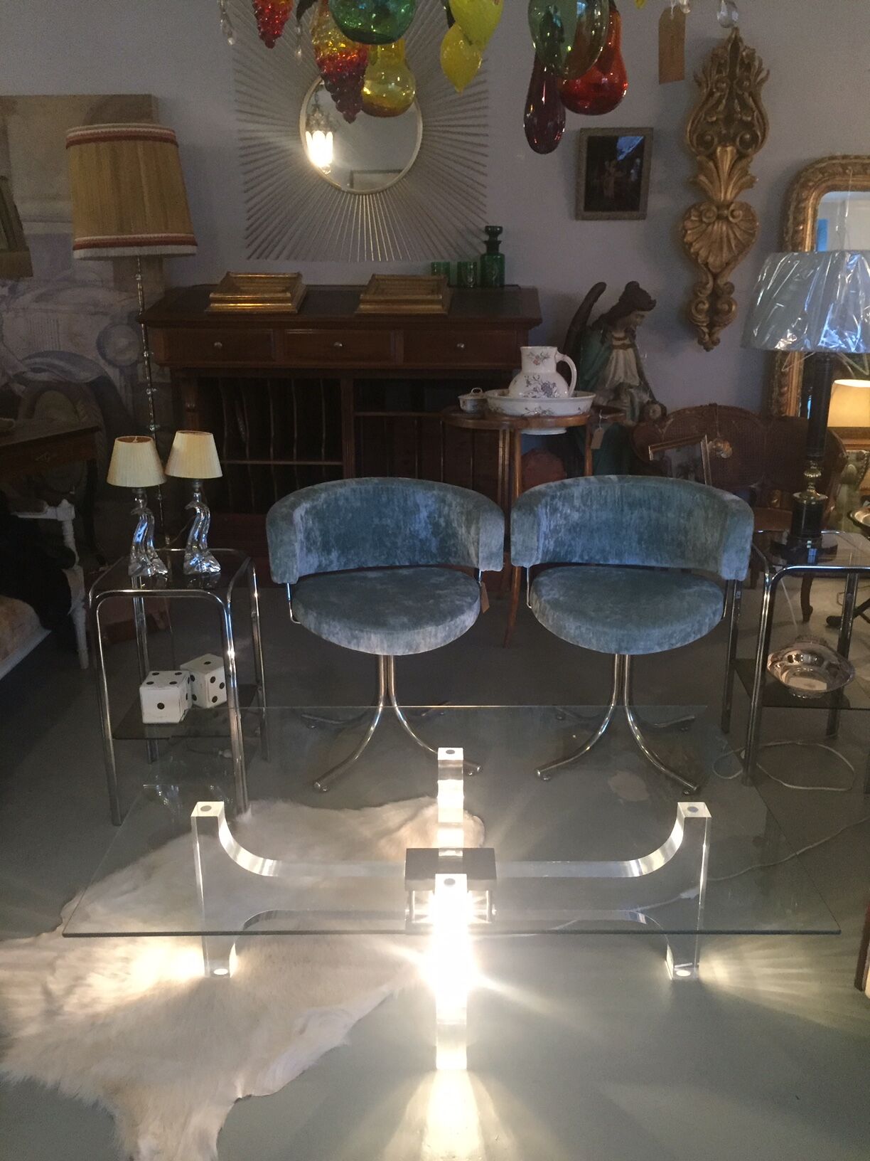 Light of the 1970s glass coffee table