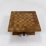 Brutalist Solid Blonde Oak Checkered Coffee Table 1970s