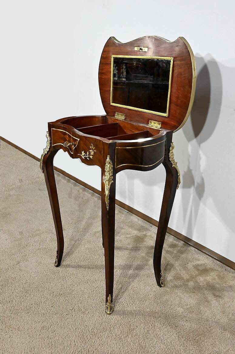 Small Living Room Table in Rosewood and Marquetry, Louis XV style, Napoleon III – Middle XI period