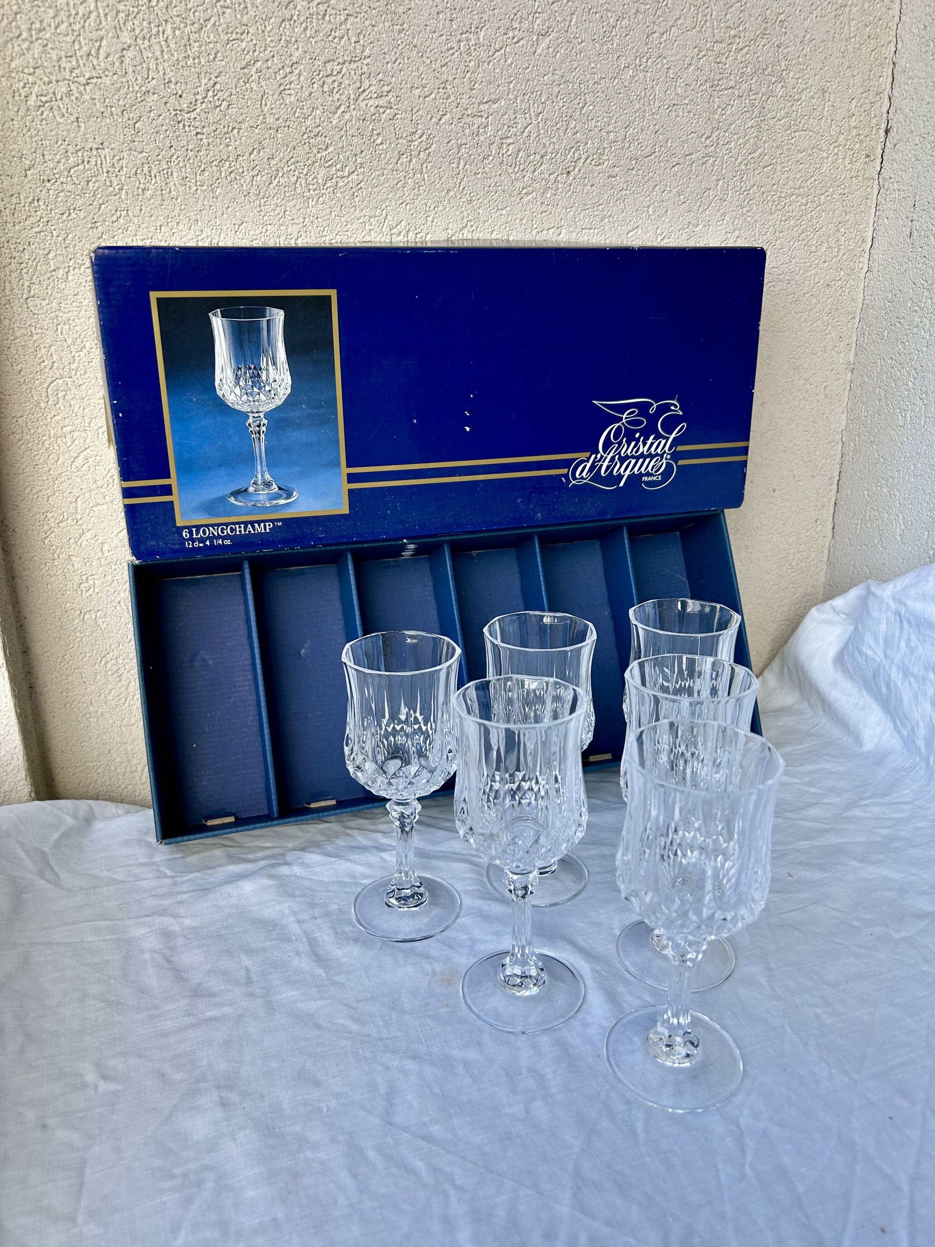 6 crystal stemmed glasses