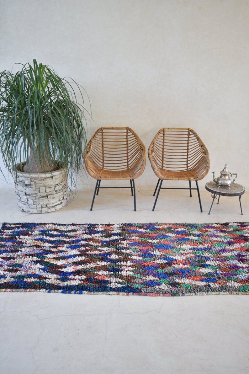 Boucherouite vintage Moroccan rug