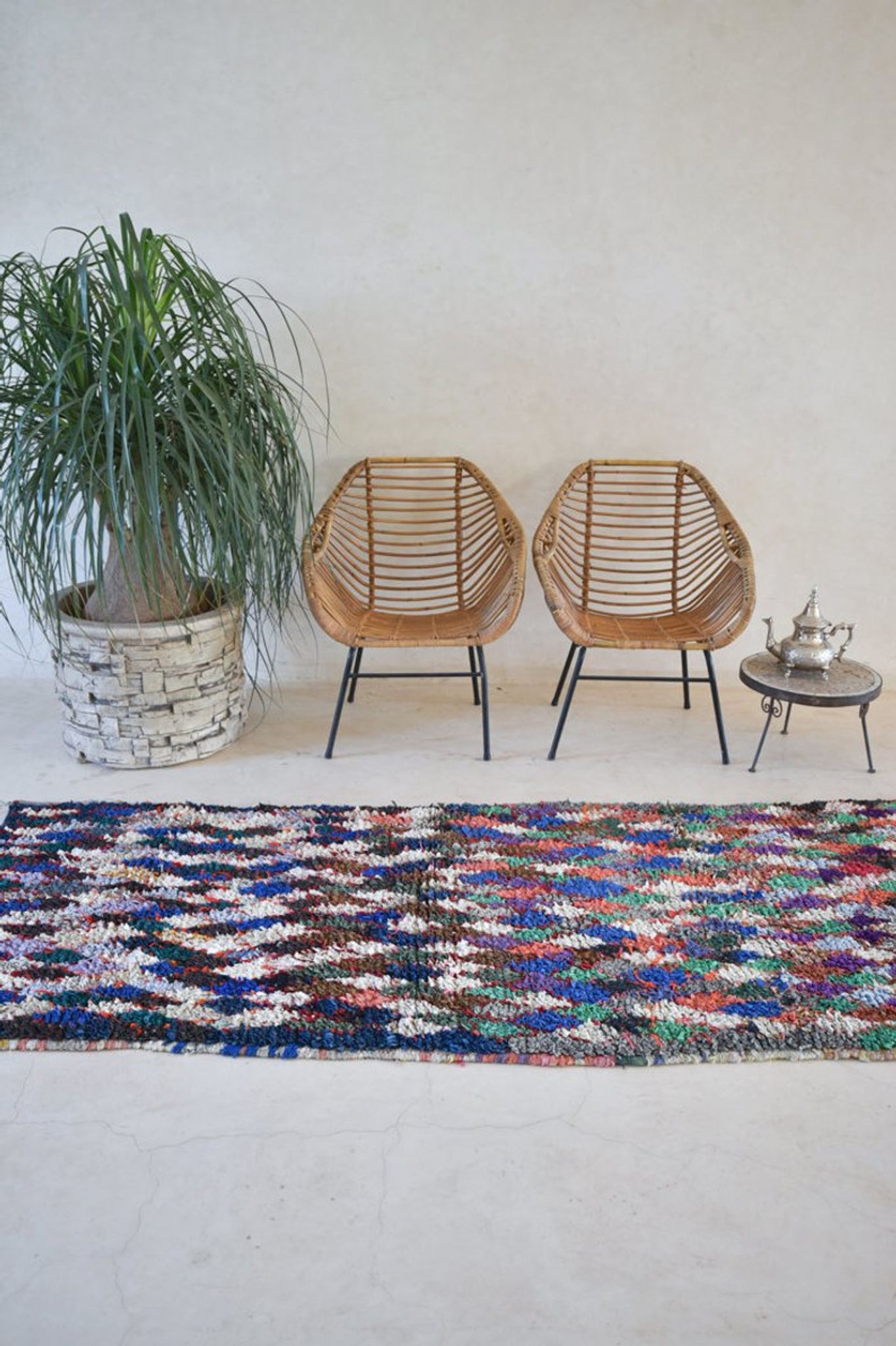 Tapis marocain Boucherouite vintage