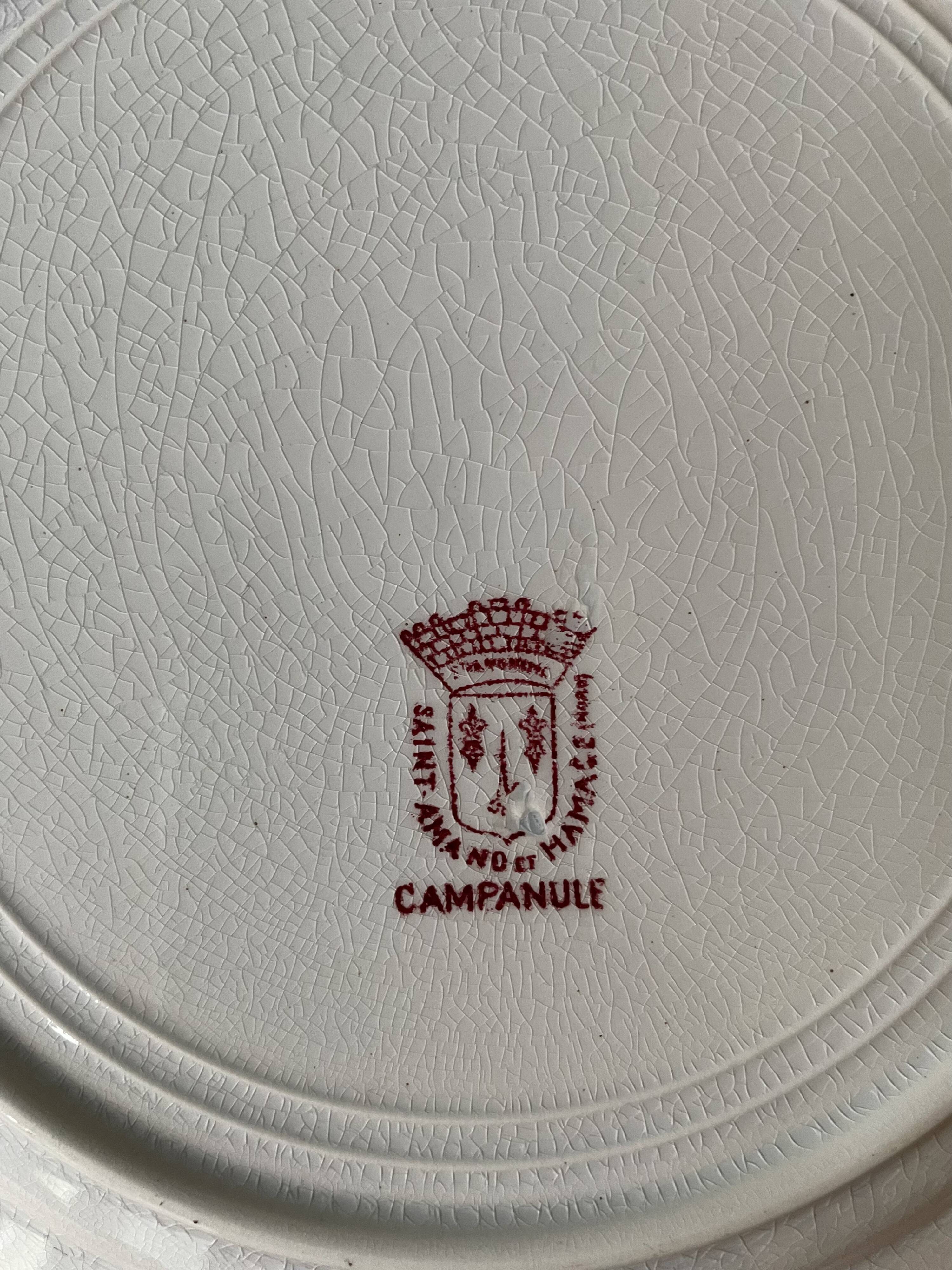 Plate ancient Iron Land XIXth "Campanula" St Amand & Hamage