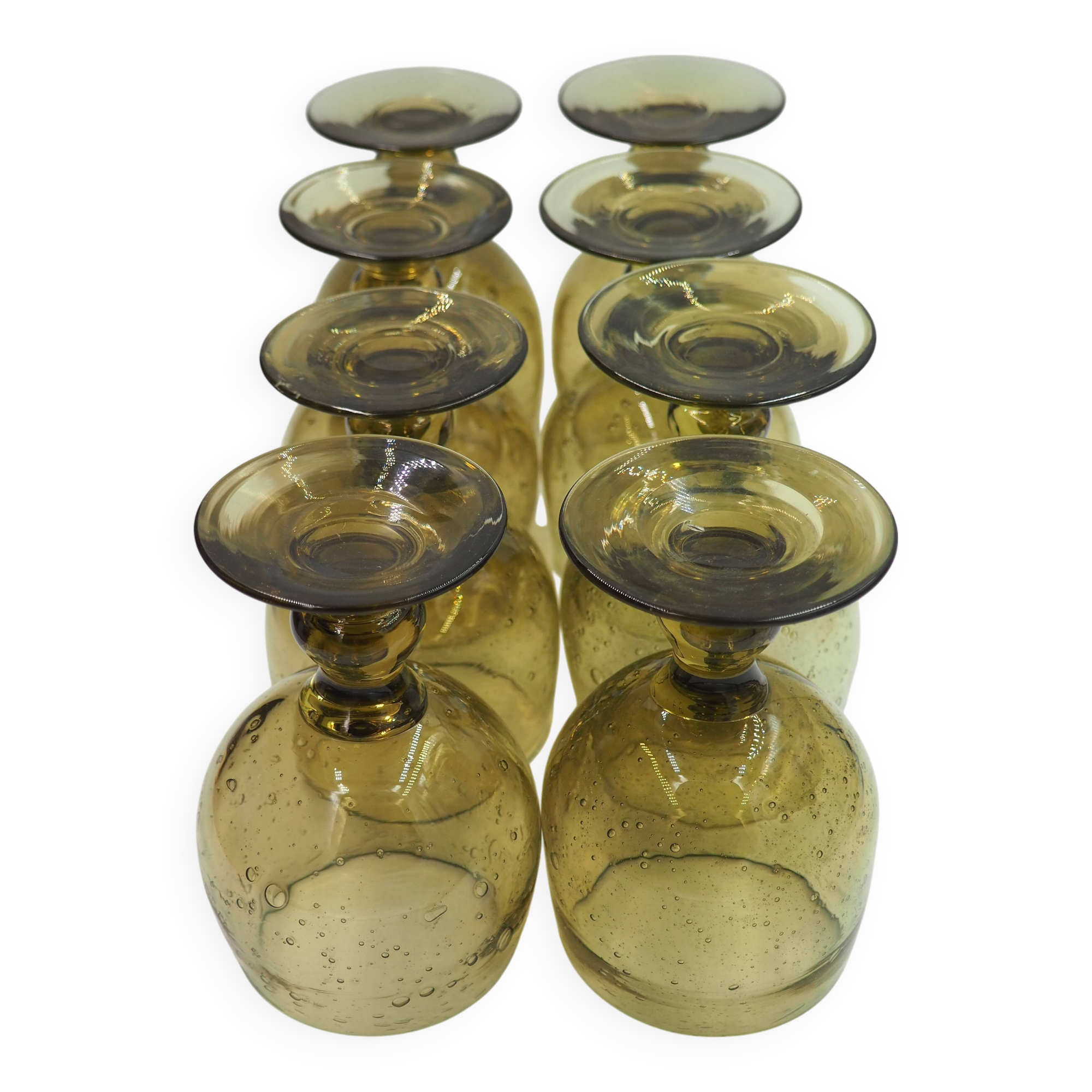 Biot green stemmed glasses