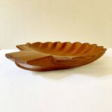 Fruit basket or large storage compartment in exotic wood in the shape of a scallop shell