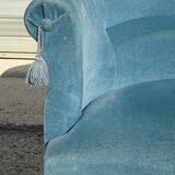 Fauteuil crapaud en velours bleu