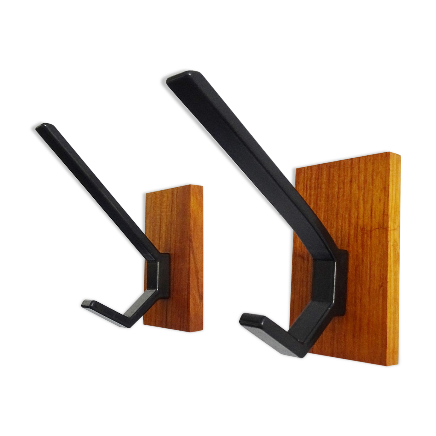 Vintage teak wall hooks, mid century coat hooks