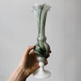 Green and white opaline soliflore vase.