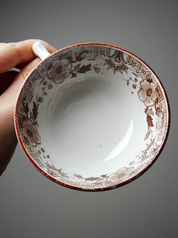 Service à thé Sarreguemines ancien collection Kyoto - 5 tasses et 6 soucoupes