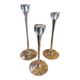Trio de bougeoirs en verre, Blomster, 1990