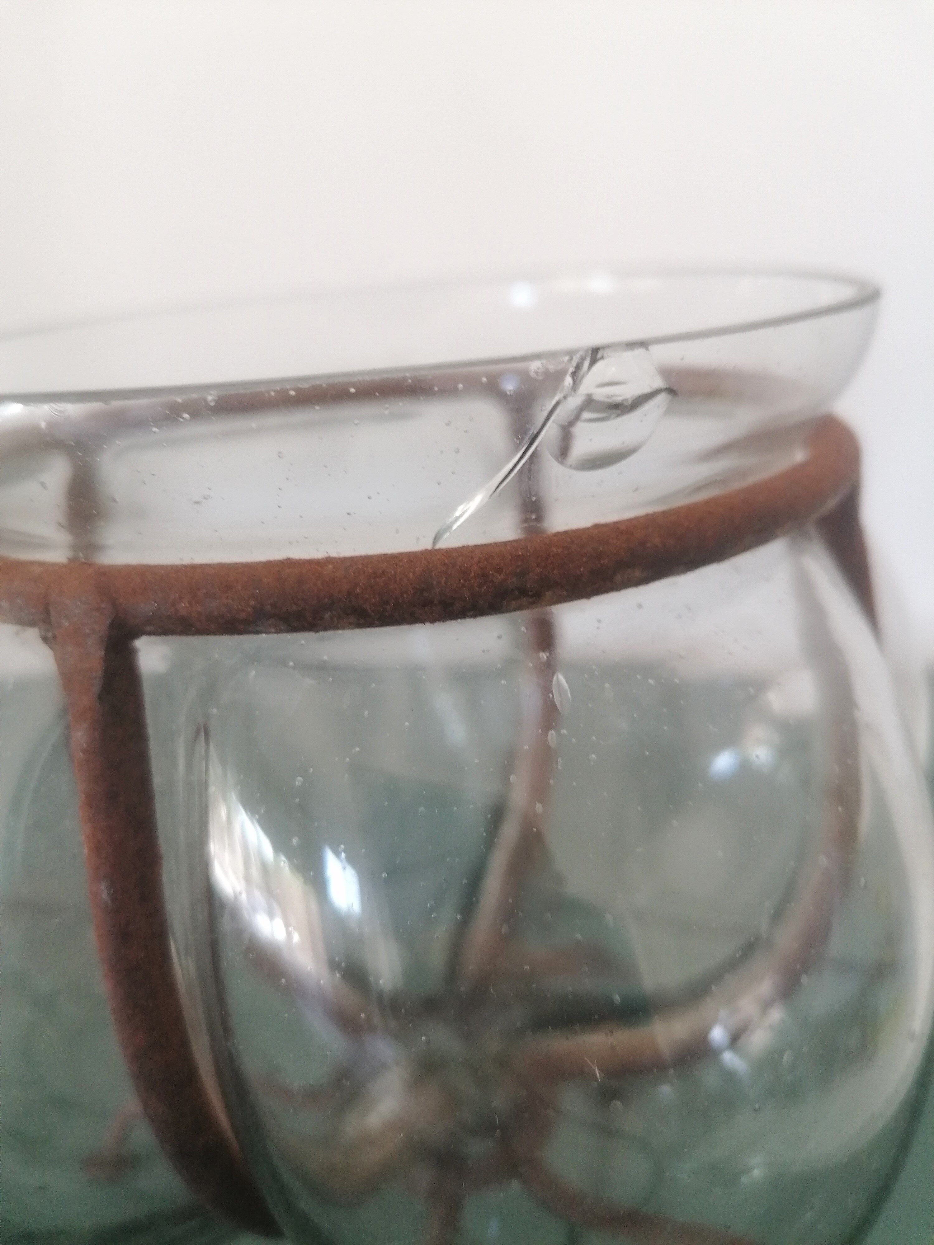 Vases / photophores ''Venetian'' Blown glass inking wrought iron - 1940s