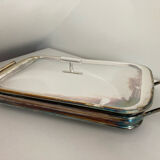 Plat en verre avec couvercle en argent