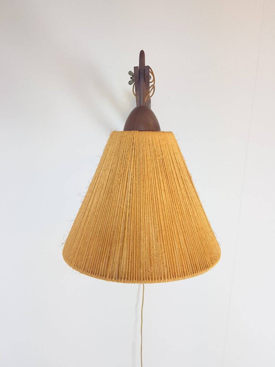 Scandinavian Teak and Hemp Scissors Wall Lamp by Ib Fabiansen for Fog & Mørup, 1950s