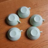 5 pale green Art Deco opaline cups