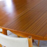 Table ronde extensible en teck vintage scandinave