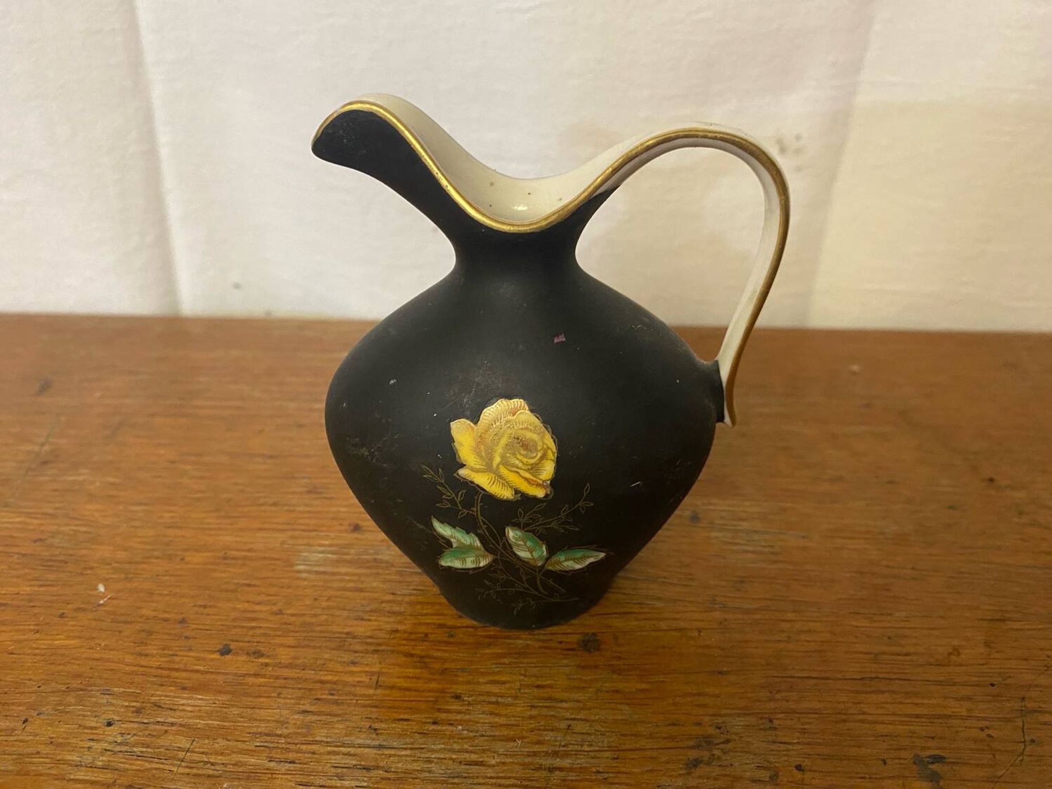 Antique Pitcher ROYAL Porcelain Bavaria Painted Decor + 22K Gold Vintage #C