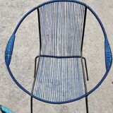 Set of 5 iron and scoubidou chairs from the 50/60s