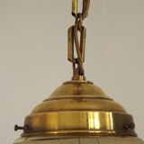 Art Deco ceiling light in yellow and gold glass and brass, France