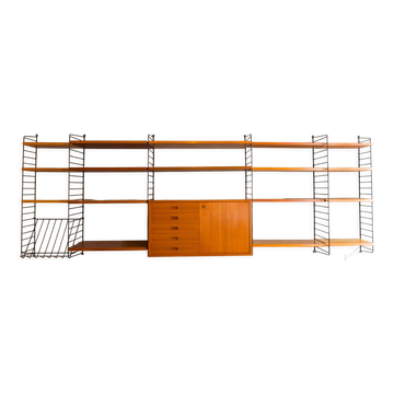 Teak Modular Wall Shelf by Nils Strinning for String, 1960s