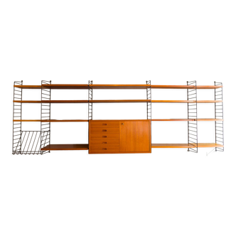 Teak Modular Wall Shelf by Nils Strinning for String, 1960s