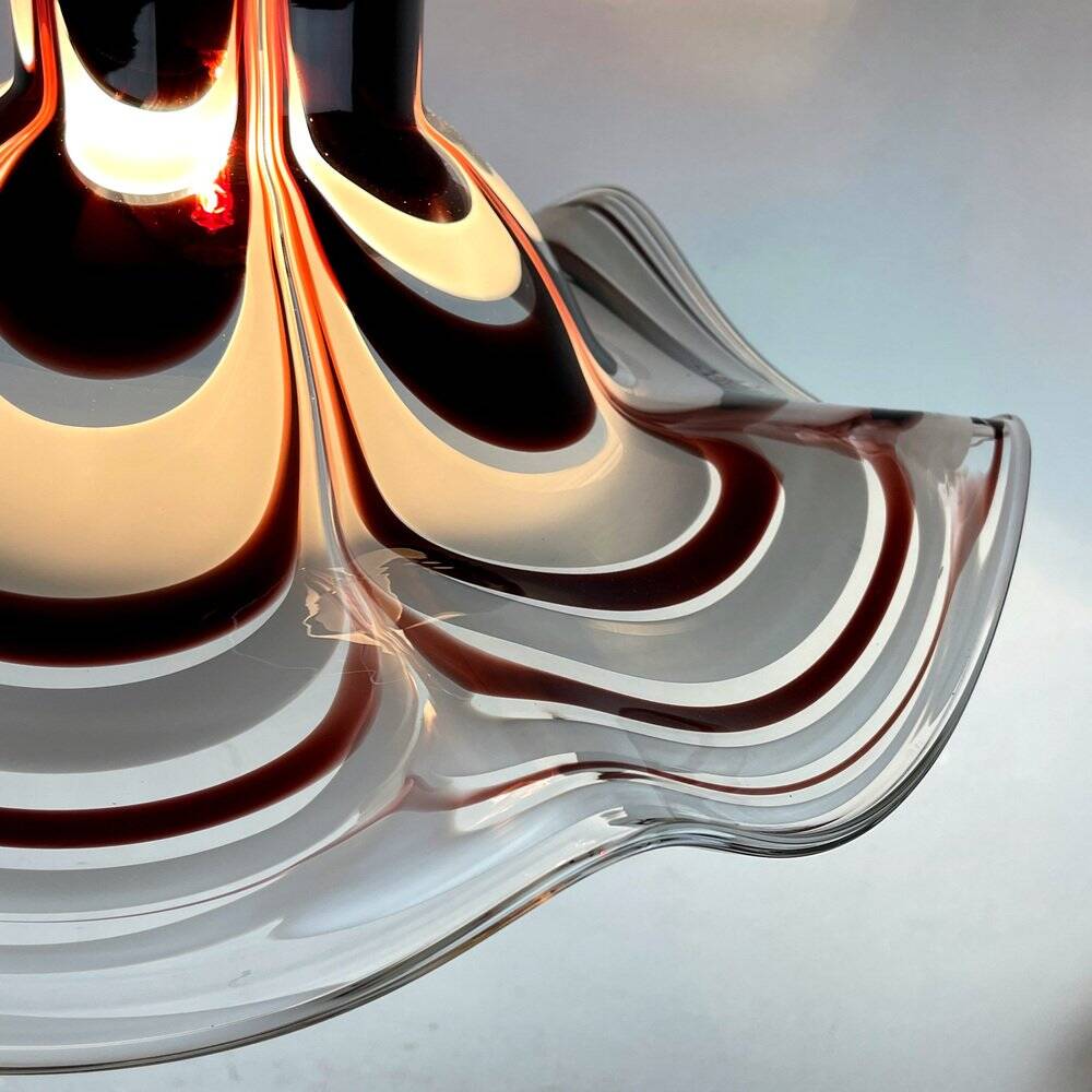 Original Murano glass flower pendant lamp in brown by AV Mazzega, Italy, 1970s.