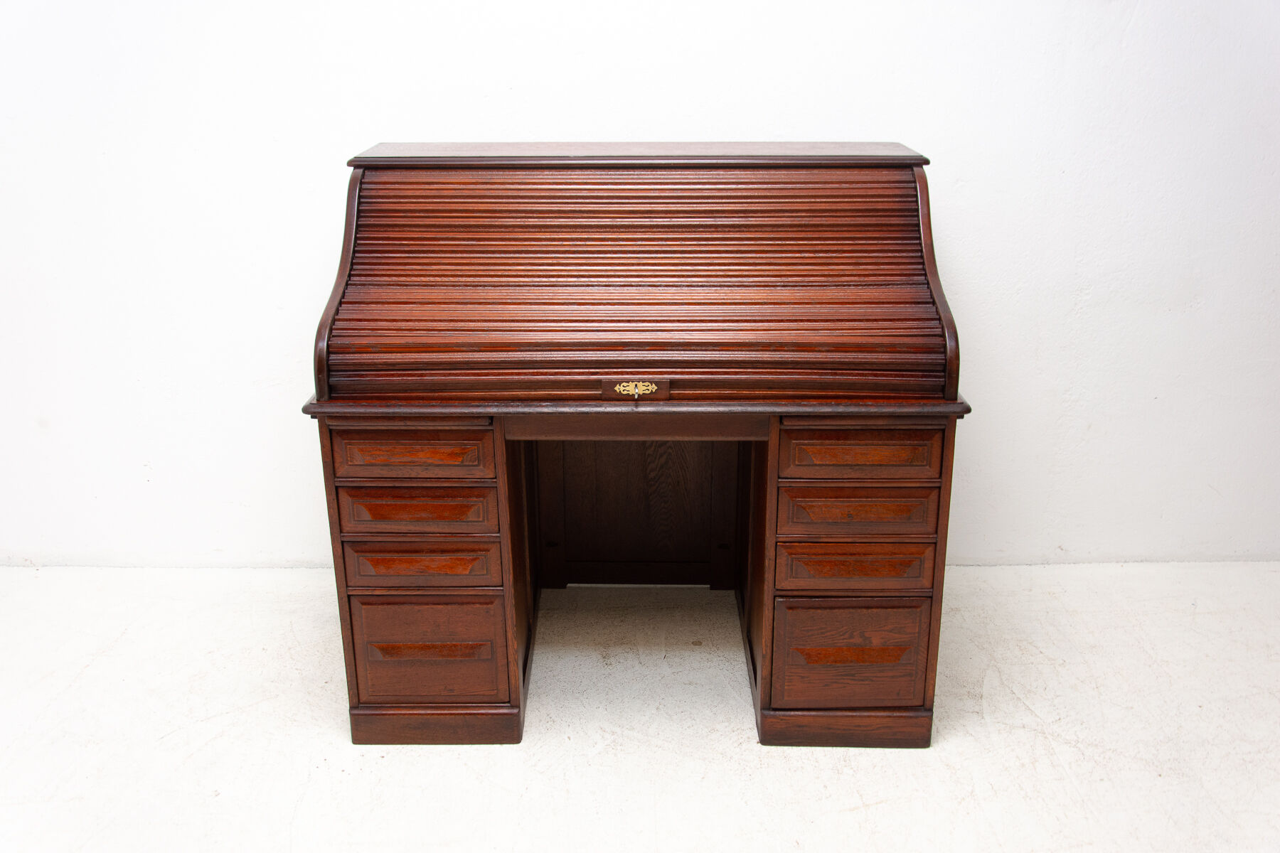 Antique roller blind writing desk 1930s, United Kingdom