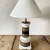 Earthenware lamp, new 2M fabric cable, cotton lampshade