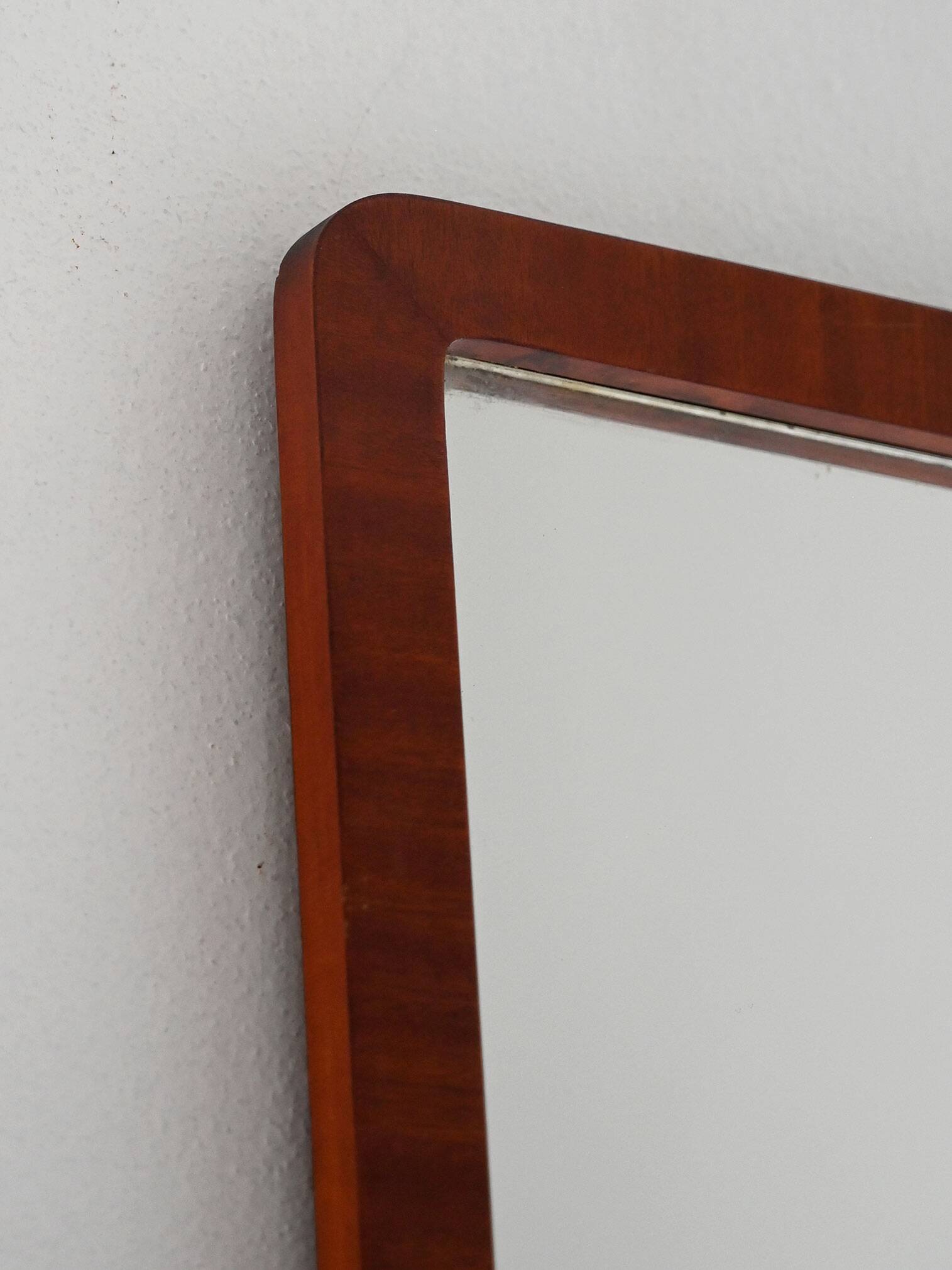 1940s Scandinavian Art Deco Mirror in Lacquered Mahogany