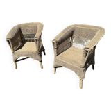 Pair of wicker armchairs