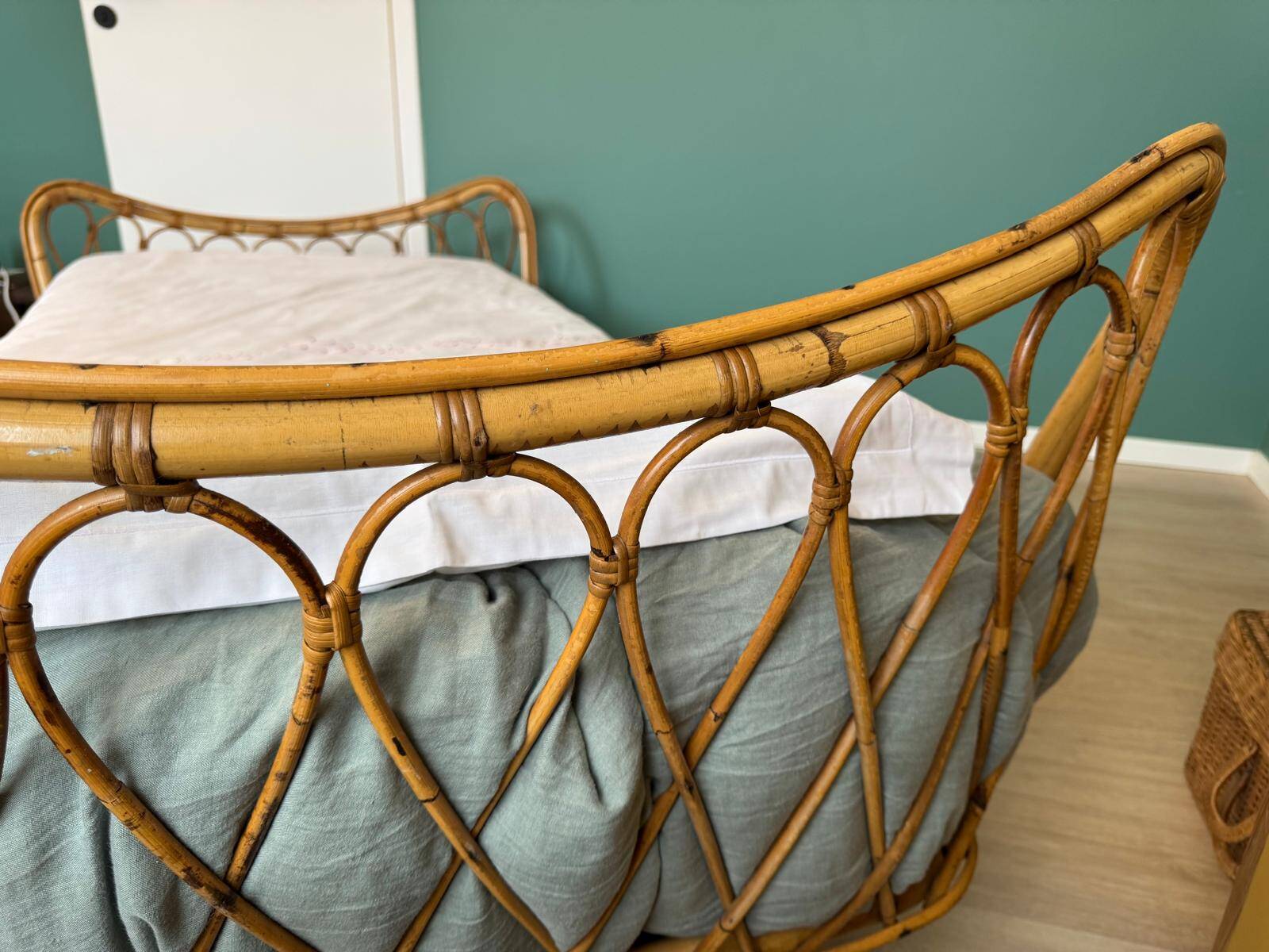 Vintage rattan bed
