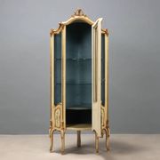 Vitrine d’angle ancienne style baroque en bois laqué, XXe siècle