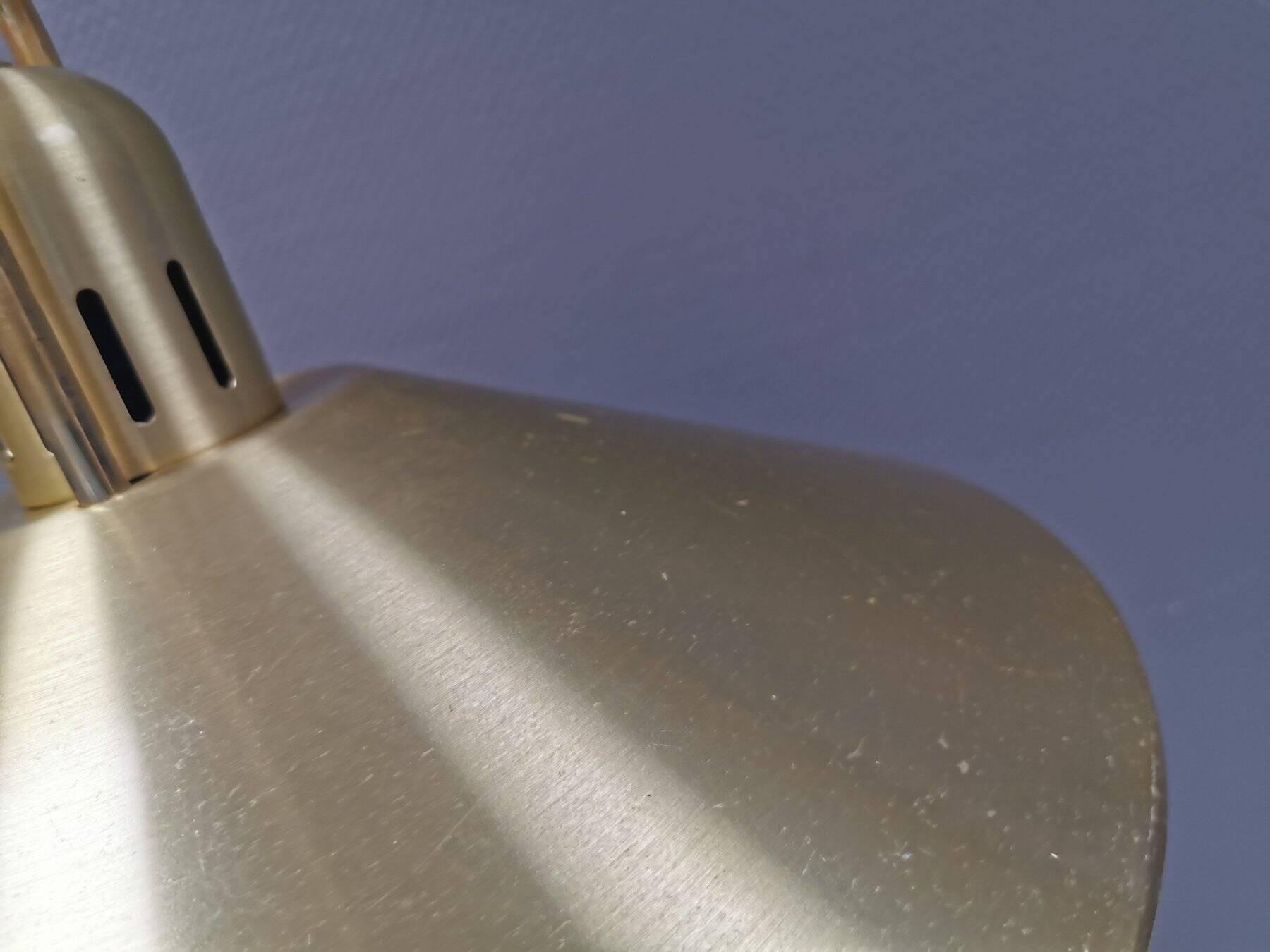 Brass-colored aluminum pendant lamp from Swedish Belid 1980s.