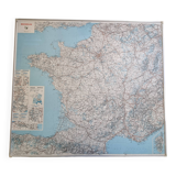 Framed vintage "Michelin" road map from the 80s, 111 cm x 100 cm