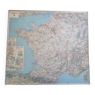 Carte routière "Michelin" vintage années 80 encadrée, 111 cm x 100 cm