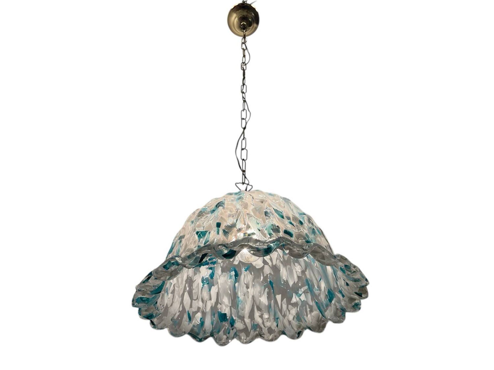 Suspension en verre de Murano bleu des années 1970