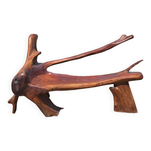 banc en teck brutaliste