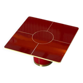Dining Table with Pedestal, High Gloss Laminate with Brass Inlay - Size L