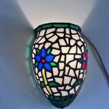 Paire d’appliques murales style Tiffany en mosaïque de verre coloré