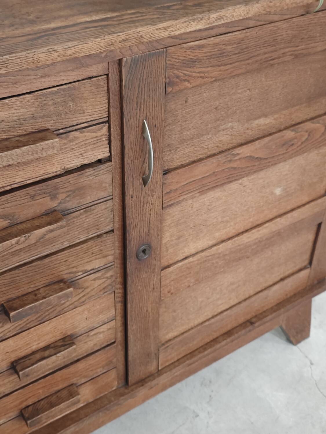 Oak buffet by René Gabriel, Reconstruction period 1950.