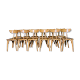 Suite of 12 bistro chairs model "Banana" Luterma