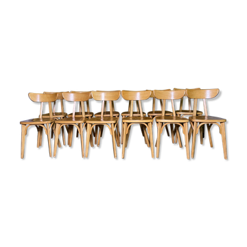 Suite of 12 bistro chairs model "Banana" Luterma