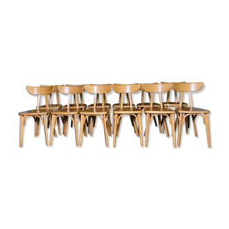 Suite of 12 bistro chairs model "Banana" Luterma