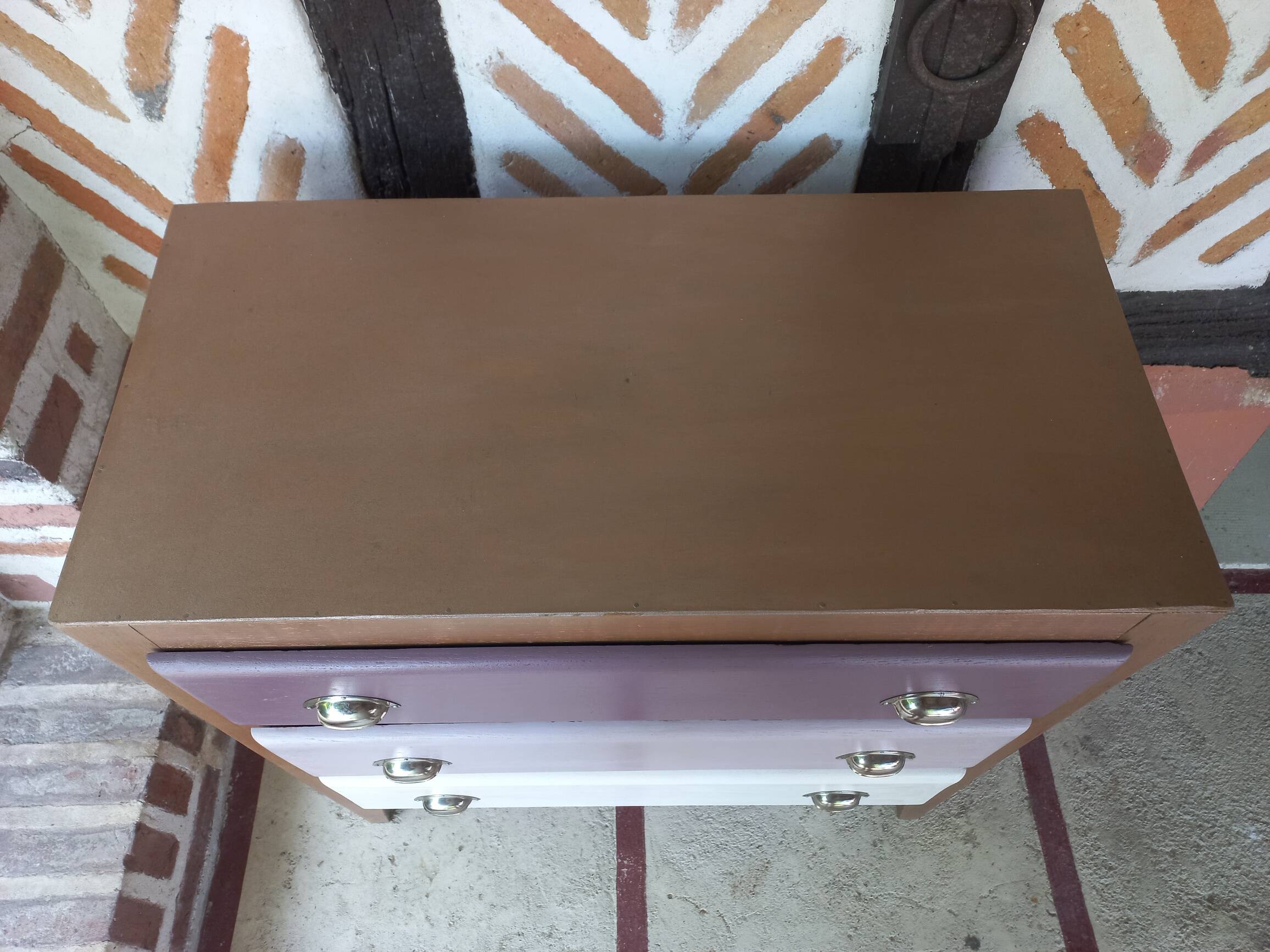 Small vintage tricolor chest of drawers