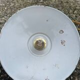 Pendant light indust enameled sheet metal vintage old farmhouse green and white